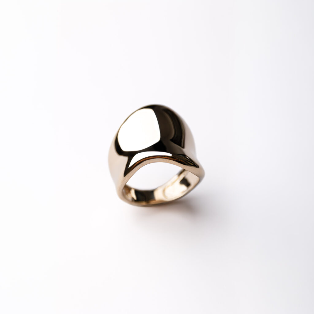 Large sculptural Muse statement ring in 18k gold-plated brass by Isadora Boutique.